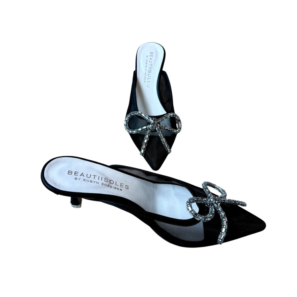 Beautiisoles by Robyn Schreiber Heeled Mules Crystal Bows